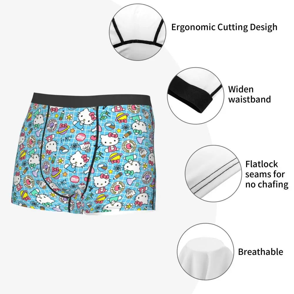 Custom Male Cool Hello Kitty Men Underwear Boxer Briefs Soft Shorts Panties Underpants