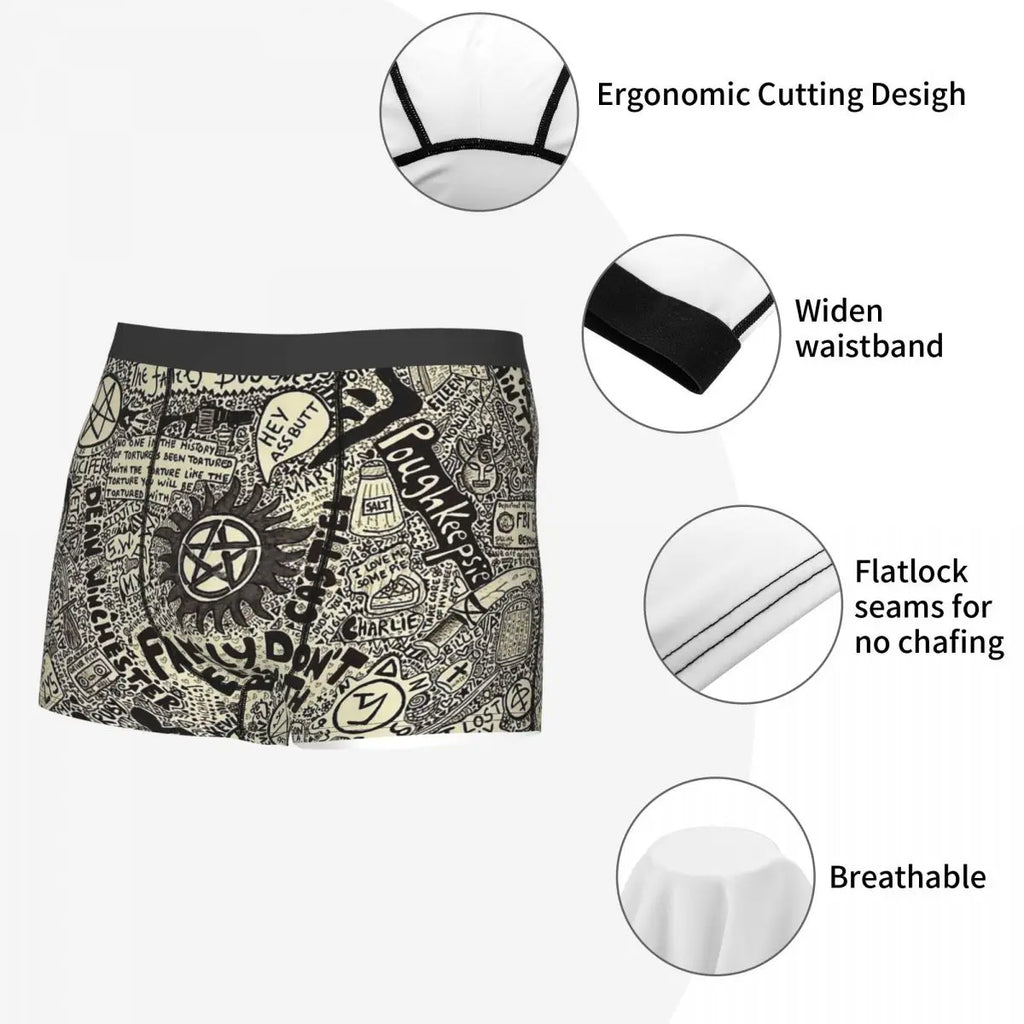 SPN Supernatural Underpants Homme Panties Man Underwear Print Shorts Boxer Briefs