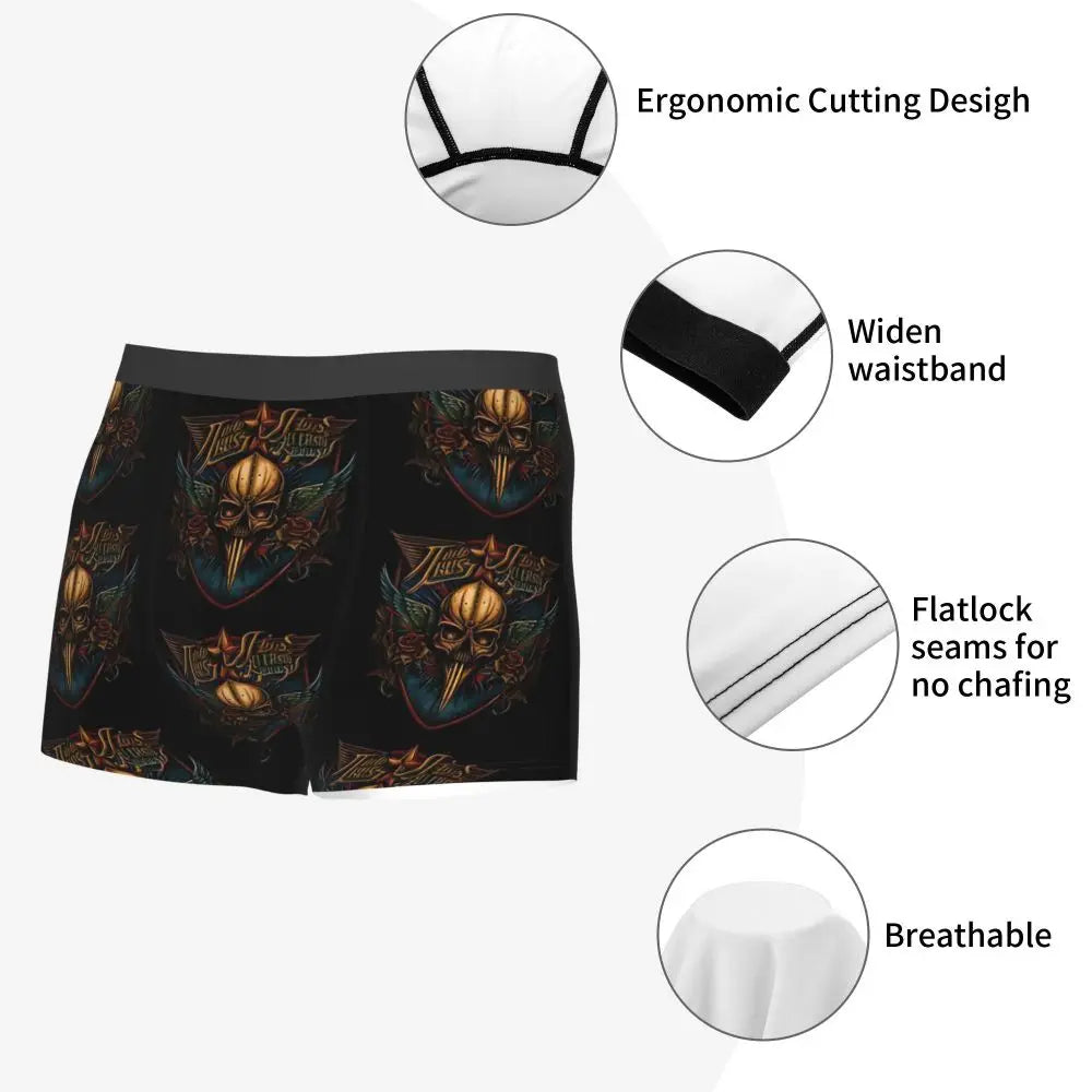 Judas Priest Accessories British Steel Firepower Men Boxer Briefs Breathable Underwear Top Quality Print Shorts Birthday Gifts