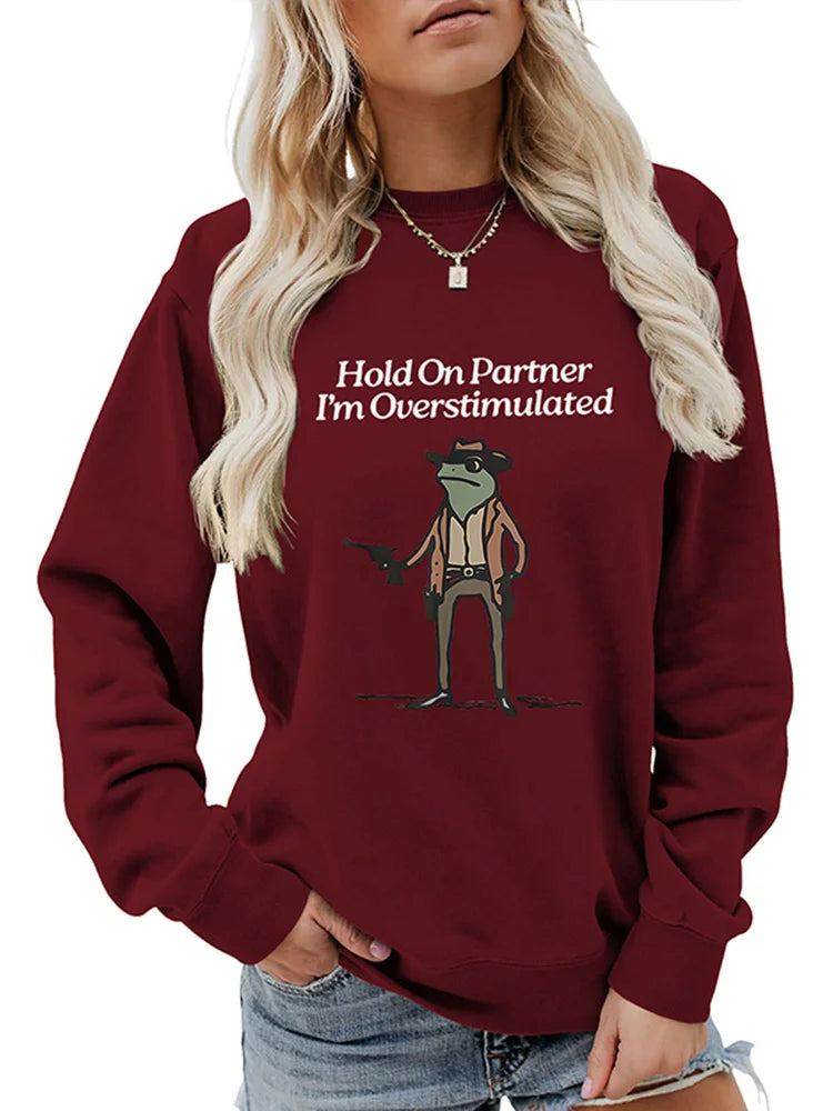 Casual Printed O-neck Sweatshirt Women Retro Loose Solid Letters Long Sleeve Pullover Hoodies Female New Spring Versatile Tops