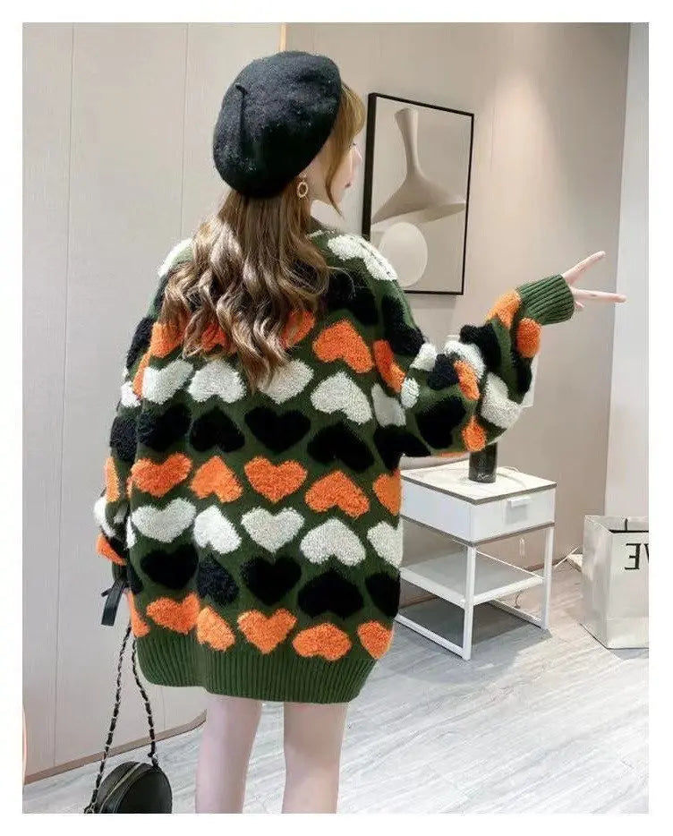 Loose and Lazy Sweater Coat Women's Autumn and Winter Thickened 2023 New Korean Version Versatile Long Knitted Cardigan