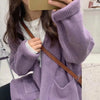 OHRYIYIE 2023 Autumn Winter New Knit Female Oversize Cardigan Women Loose Casual V Neck Knitted Sweater Coat Lady Solid Cardigan