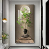 New Chinese Style Green Plants Canvas Painting Still Life Vase Flower Posters Prints for Porch Living Room Wall Decor Unframed