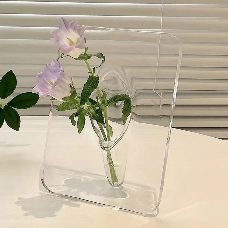 Nordic ins creative art photo frame vase hydroponic flower arrangement acrylic advanced feeling office B&B decoration