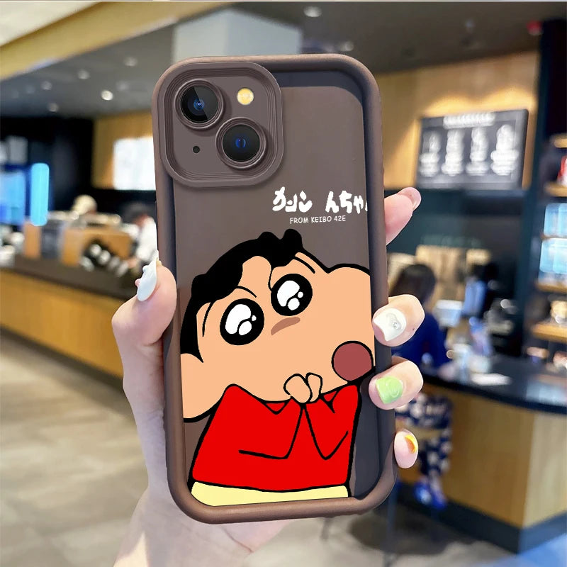 C-Crayon S-ShinChan Cartoon Phone Case For iPhone 15 14 13 12 11 Pro Max 15 14 8 7 6 Plus X XS Max 8 7 6 Silicone Non-Slip Cover