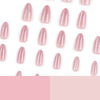 24Pcs Mid-length Almond Ballet False Nails Simple Cat Eye Design Press on Fake Nail Wearable Full Cover Nail Tips Manicure Tools