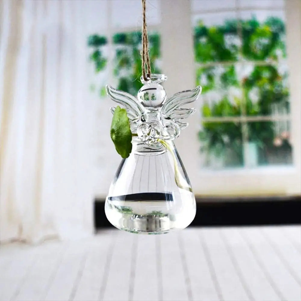 Hand-blown Transparent Angel Vase Borosilicate Glass Angel Shape Hydroponic Container Eye-catching DIY Plant Wall Mounted Vase