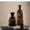 Brown Leopard Print Glass Vase Desk Decoration Hydroponics Flower Pots Decorative Arrangement Modern Decor Floral Vases