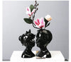 Ceramic Head Face Vase Small Lovers Kiss Statue Flower Pot White Black Modern Planter for Home Table Decoration Floral Art Gifts