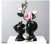 Ceramic Head Face Vase Small Lovers Kiss Statue Flower Pot White Black Modern Planter for Home Table Decoration Floral Art Gifts