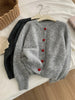 Deep Grey Wool Knitted Cardigan For Women In Autumn Winter, Soft And Sticky, Warm, Love Buckle Shoulder Sleeves