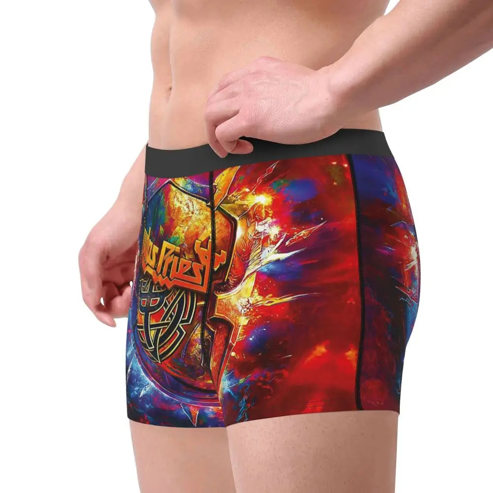 Judas Priest Accessories British Steel Firepower Men Boxer Briefs Breathable Underwear Top Quality Print Shorts Birthday Gifts