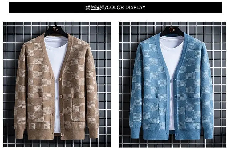 New Men's Single-breasted Trendy and Versatile Knitted Cardigan for Spring and Autumn in Japanese and Korean Styles.