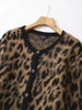 Korean Retro Women Loose Casual Leopard Print Knitted Sweater Fashion Round Neck Long Sleeved Cardigan Women's Short Jacket