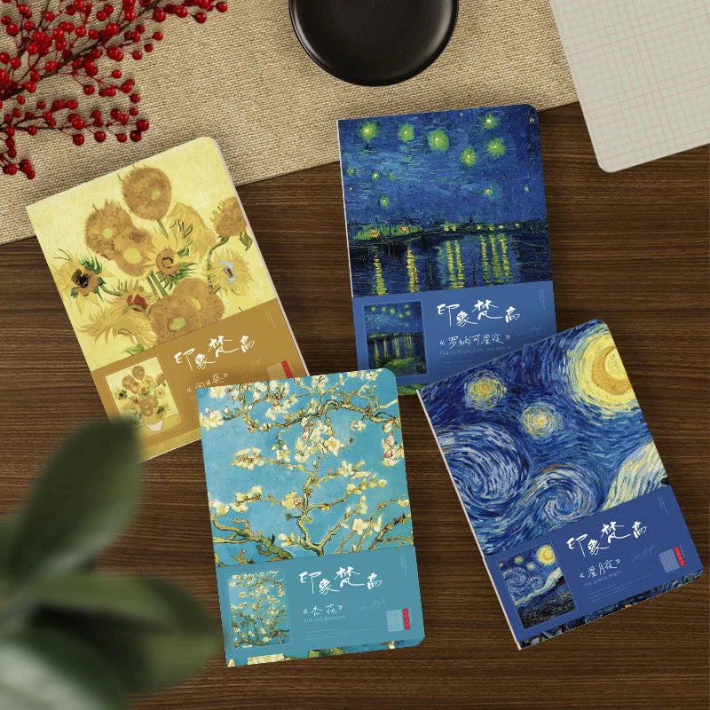 A5 Notebook Van Gogh Famous Painting Series Cover,80sheets/Book Writing Diary Recording Life Office Study Note Supplies CS-057