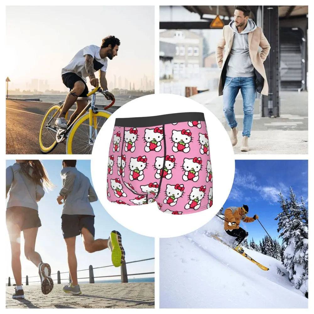 Custom Male Cool Hello Kitty Men Underwear Boxer Briefs Soft Shorts Panties Underpants