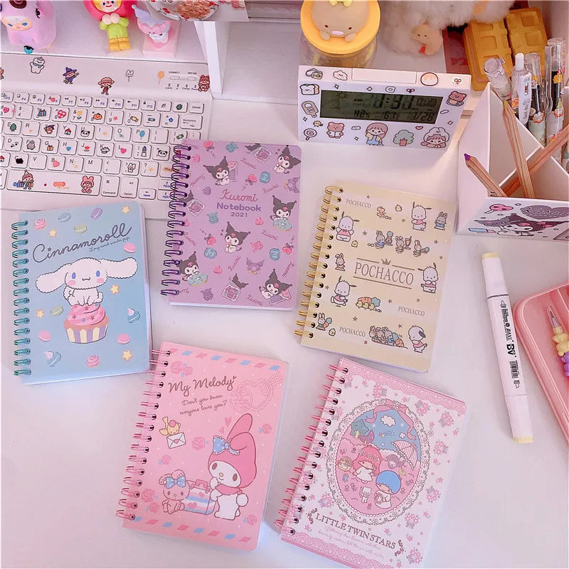 Sanrio Kawaii A6 Notebooks Kuromi Cinnamonroll My Melody Anime Notepads Cute Weekly Planner Writing Paper School Stationery