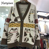 Fall Women Clothing Cute Cartoon Cat Crochet Floral Cardigan Oversized Outwear Korean Knit Sweater Coat Pull Femme