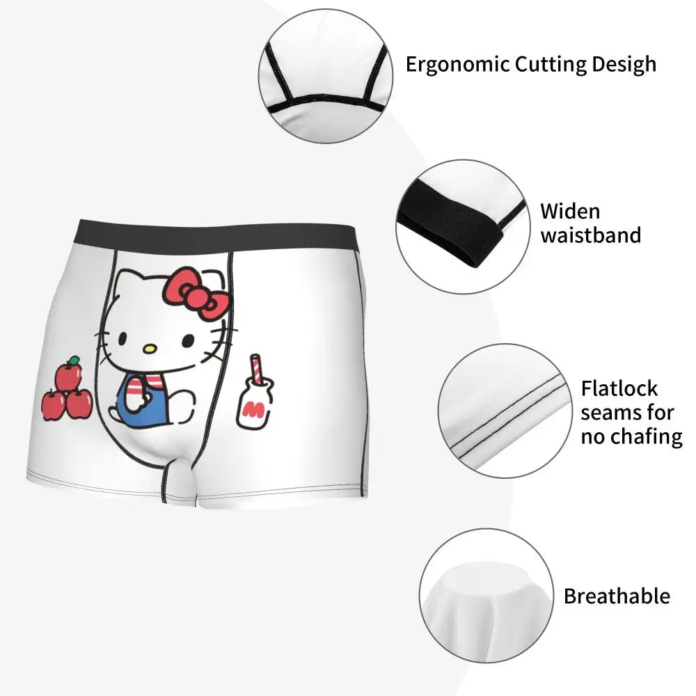 Custom Male Cool Hello Kitty Men Underwear Boxer Briefs Soft Shorts Panties Underpants