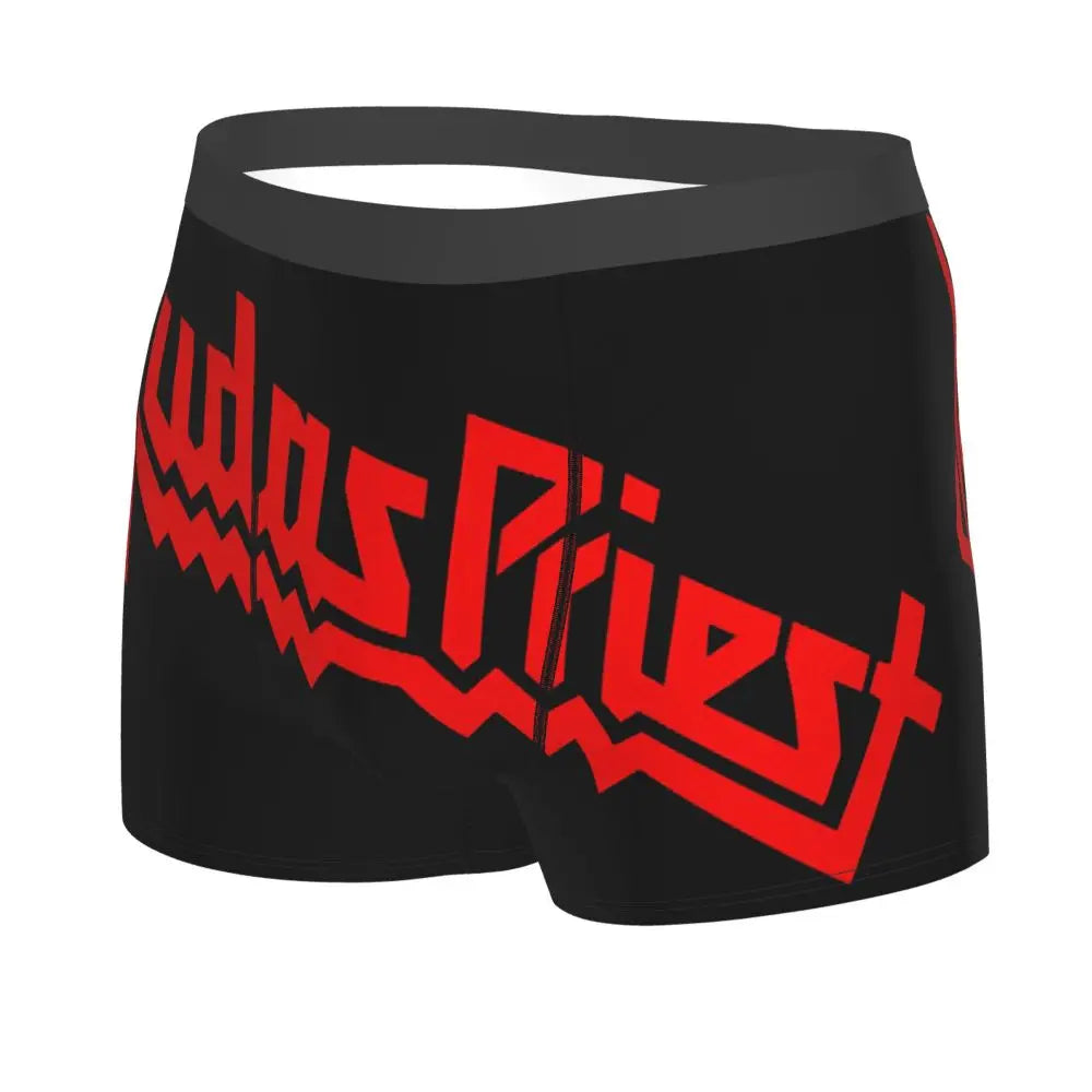 Judas Priest Accessories British Steel Firepower Men Boxer Briefs Breathable Underwear Top Quality Print Shorts Birthday Gifts