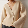 Fashion Solid V Neck Knit Cardigan Women Casual Single Breasted Long Sleeve Slim Short Sweater 2024 Lady New Chic Knitwear Top