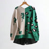 Chic Puppy Pattern Knit Cardigan Long Sleeve V Neck Print Sweater Coat Animal Pattern Female Coat 2024 Autumn Lady Outerwear