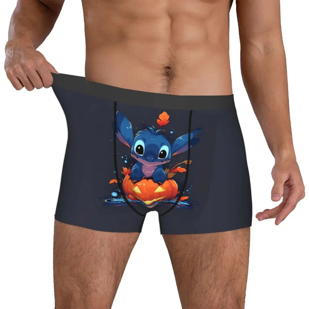 Boxer Lilo & Stitch Angel Love Alternative Shorts Panties Briefs Men Underwear Cartoon Cute Breathable Underpant Homme Plus Size