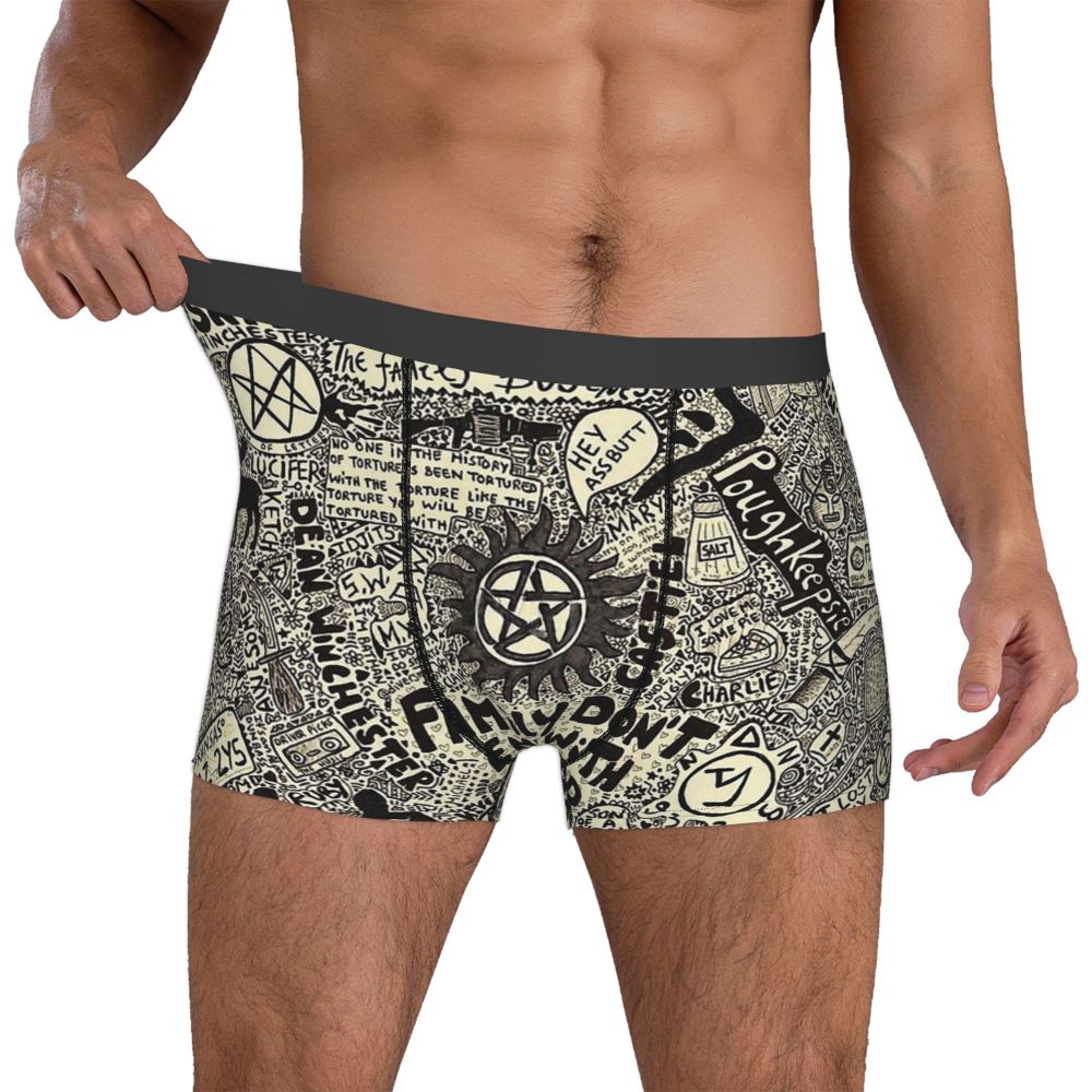 SPN Supernatural Underpants Homme Panties Man Underwear Print Shorts Boxer Briefs