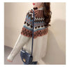 Love Jacquard Long Sleeve Knitting Cardigan Coat Women Autumn Loose O-neck Sweater Office Lady All-match Fashion Knitting Tops