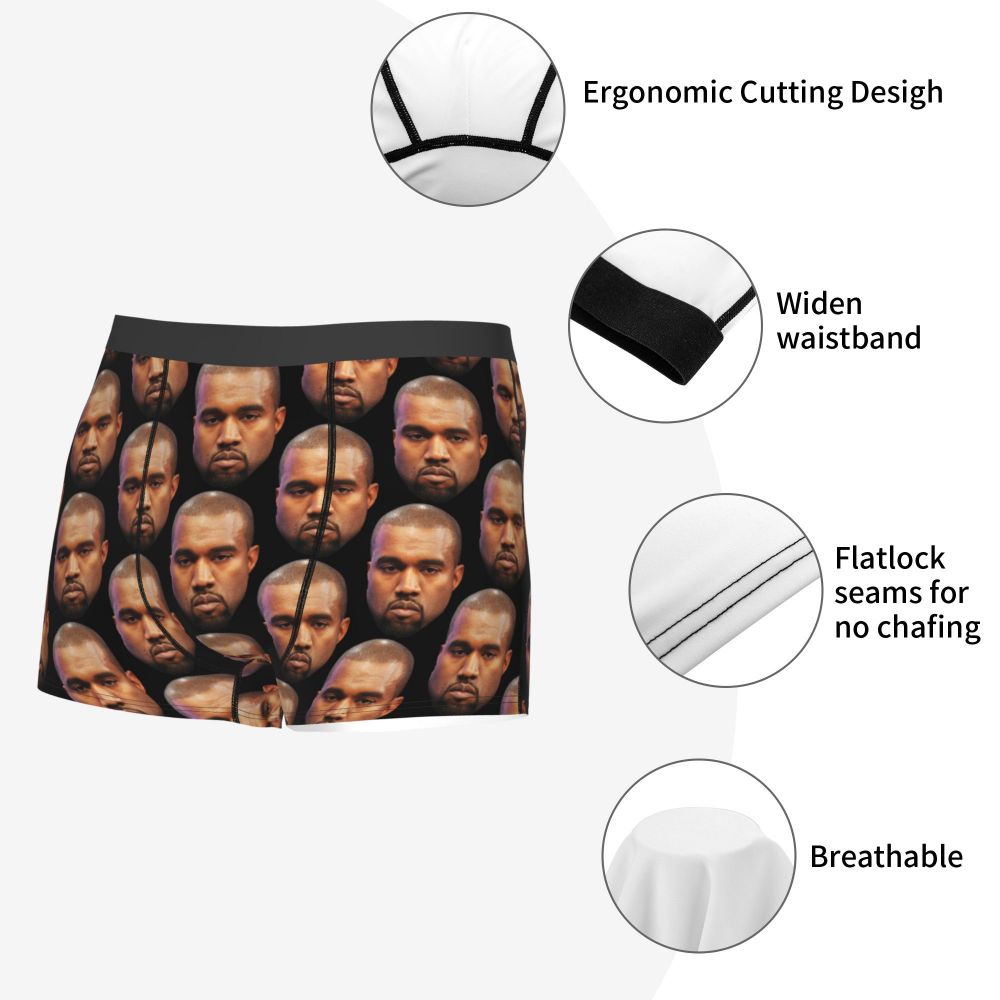 Custom Funny Kanye West Meme Boxer Shorts For Men 3D Print Sexy POP Rapper Underwear Panties Briefs Soft Underpants