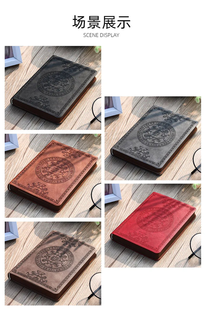 Vintage creative diary, portable notepad A6 leather notebook, bring your own bookmark notebook office supplies student supplies