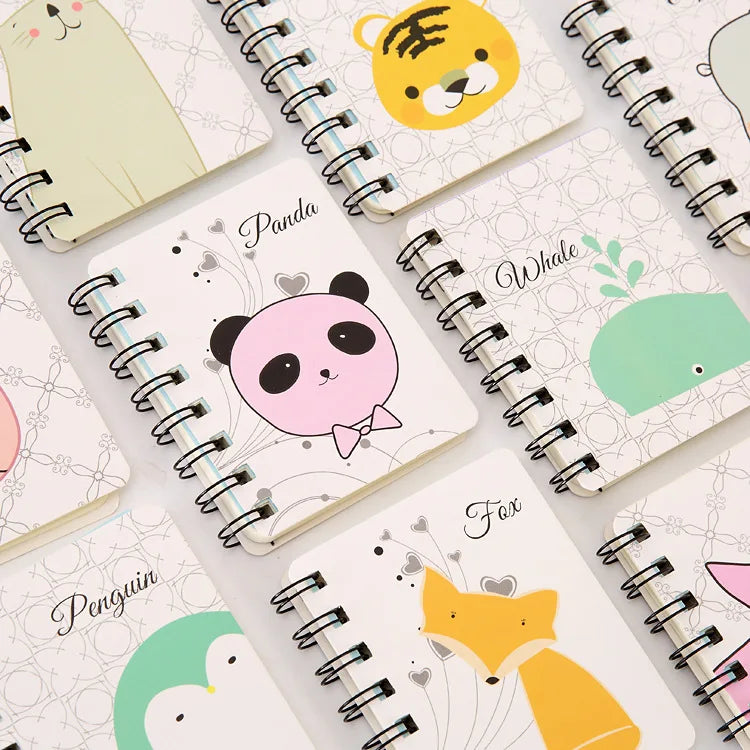 5 Pcs Special Creative Cartoon Cute Thickened Coil Notebook Notepad Portable Student Stationery Book Wholesale Factory