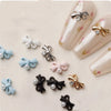 10Pcs Ribbon Bow Pearl Nail Art Charms 3D Alloy Bowknot Nail Art Rhinestones Decorations DIY Manicure Parts Accessories Kawaii