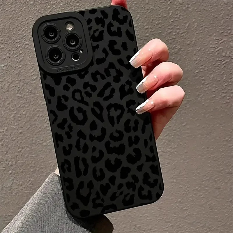 Black Print Leopard Graphic Phone Case For iPhone 16 15 14 13 12 11 Pro Max XS X 7 8 Plus SE 2022 Shockproof Soft Silicone Cover