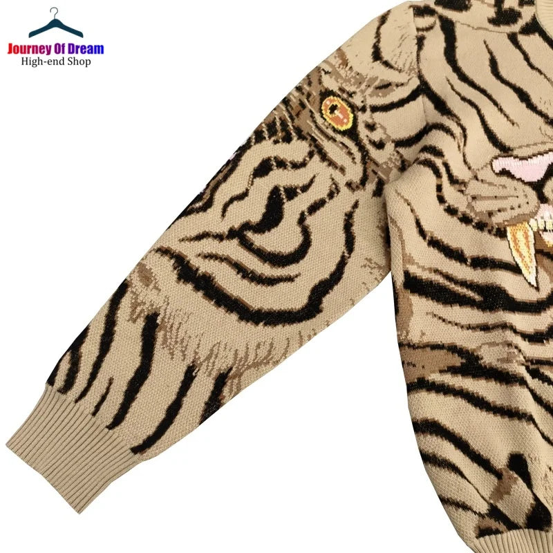 Trend High Street Leopard Print Cotton V-Neck Knit Cardigan Men's Women's Best Quality Casual Sweater