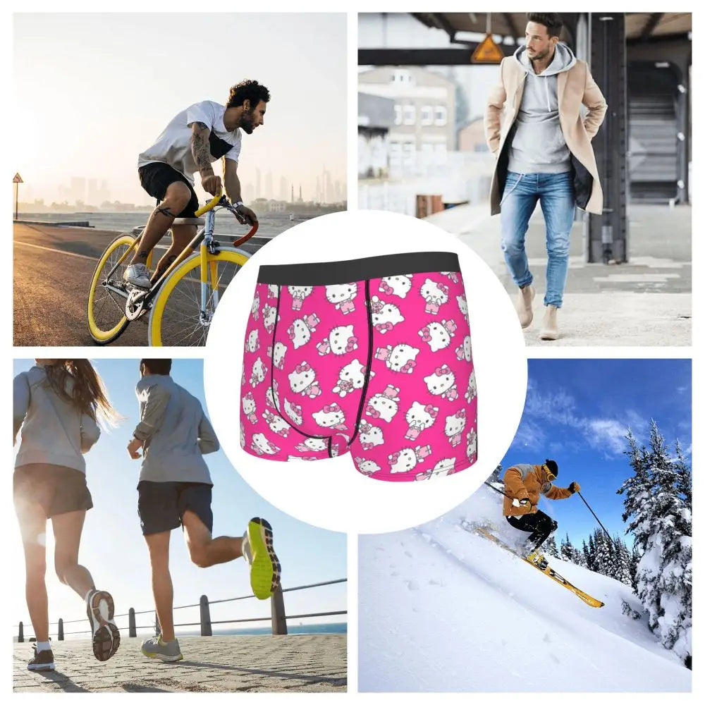 Custom Male Cool Hello Kitty Men Underwear Boxer Briefs Soft Shorts Panties Underpants