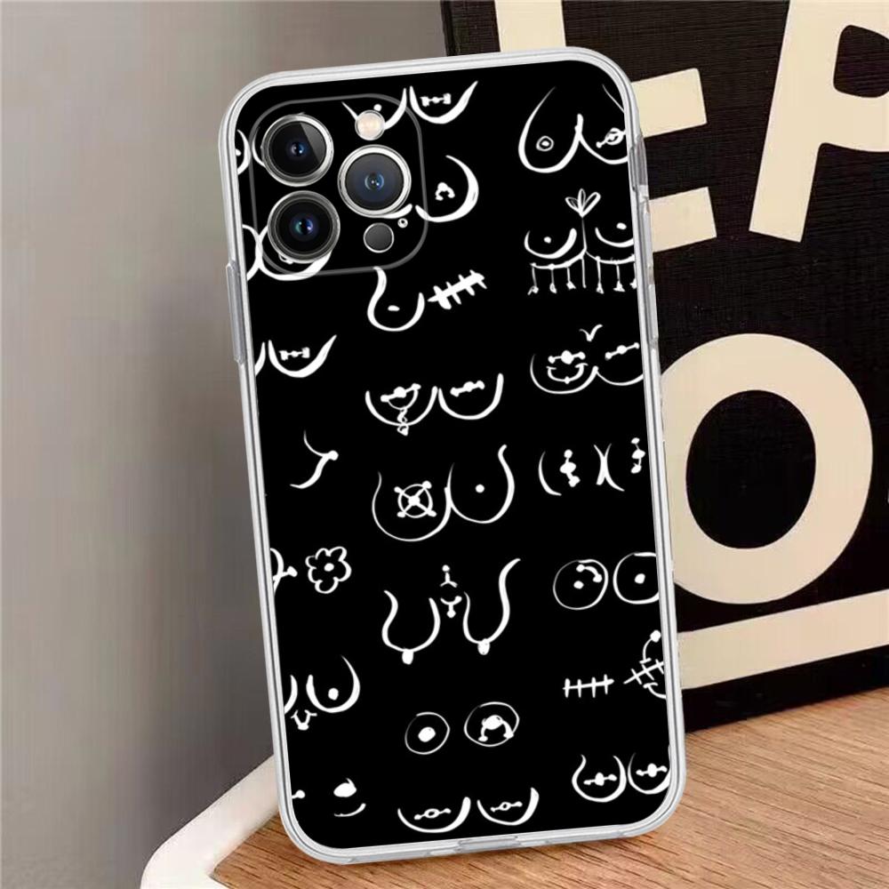 Boobs Art Print Phone Case For iPhone 15 14 13 12 Mini 11 Pro XS Max X XR SE 6 7 8 Plus Soft Silicone Cover