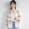 Women Autumn Sweet Kawaii Loose Hollow Out O-neck Long Sleeve Knitting Cardigan Coat Ladies Preppy Style All-match Knitwear