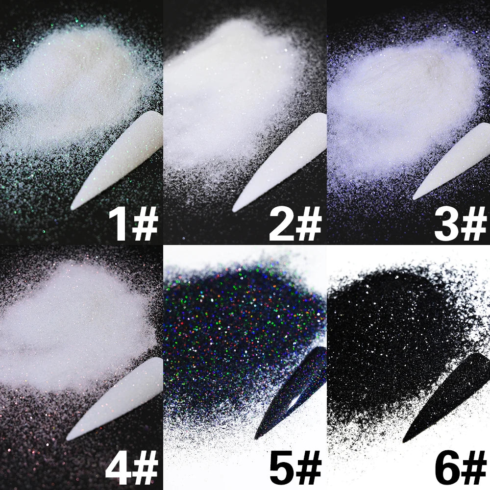 10g/Bag Glitter Snow White Nail Art Sugar Powder Sweater Laser Shiny Decoration Chrome Powder Woolen Candy Effect Nails Pigment