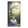 Chinese Style White Vase Cool Feeling Flower Canvas Painting Wall Art Full Moon Poster Prints  Porch Extrance Wall Decor Unframe