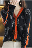 Fashion Printing Little Tiger Jacquard Weave Sweaters Women Loose Coat Cardigan Button All-match Korean Office Lady Top 2022