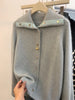 Korean Knitted Cardigan Loose Lapel Lazy Style Thick Sweater Solid Color Single Breasted Female Coat 2024 Autumn New