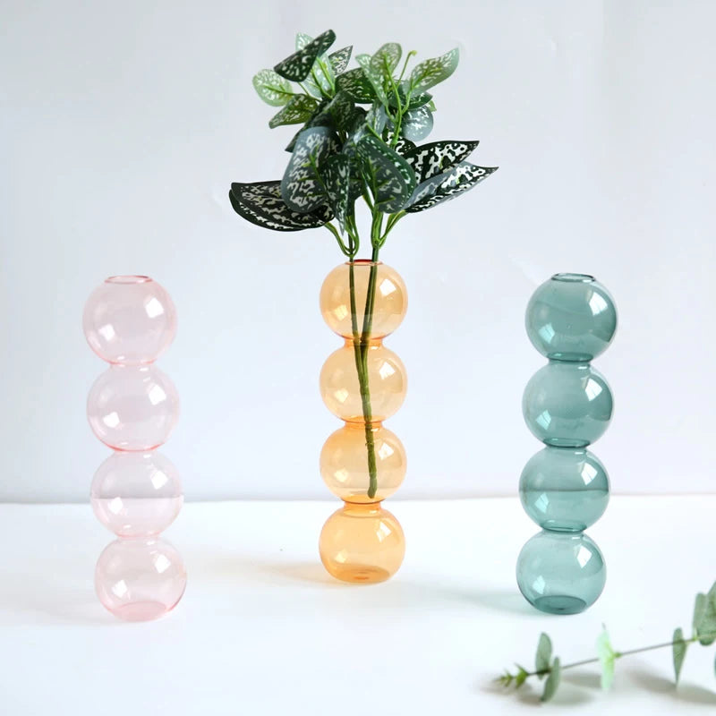 New Nordic Glass Bubble Vase INS Flower Arrangement Modern Creative Spherical Flower Vases Home Decoration Birthday Gift Pots