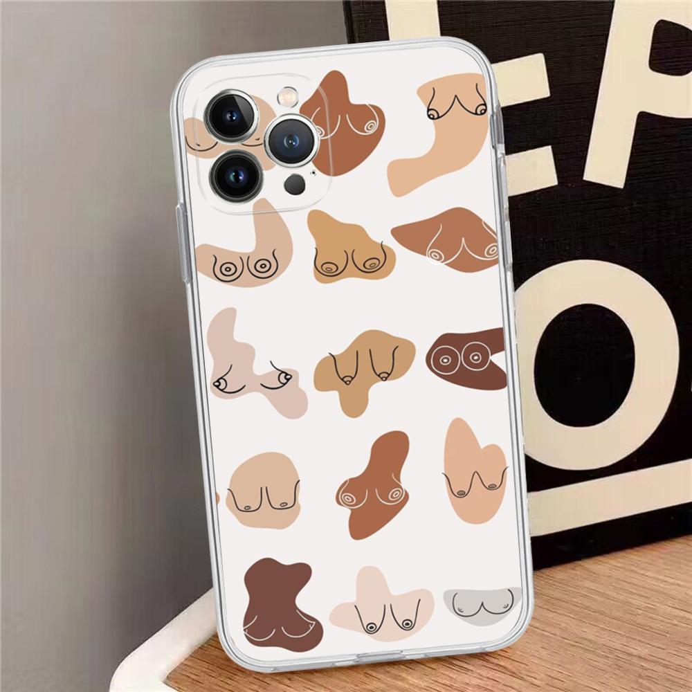 Boobs Art Print Phone Case For iPhone 15 14 13 12 Mini 11 Pro XS Max X XR SE 6 7 8 Plus Soft Silicone Cover