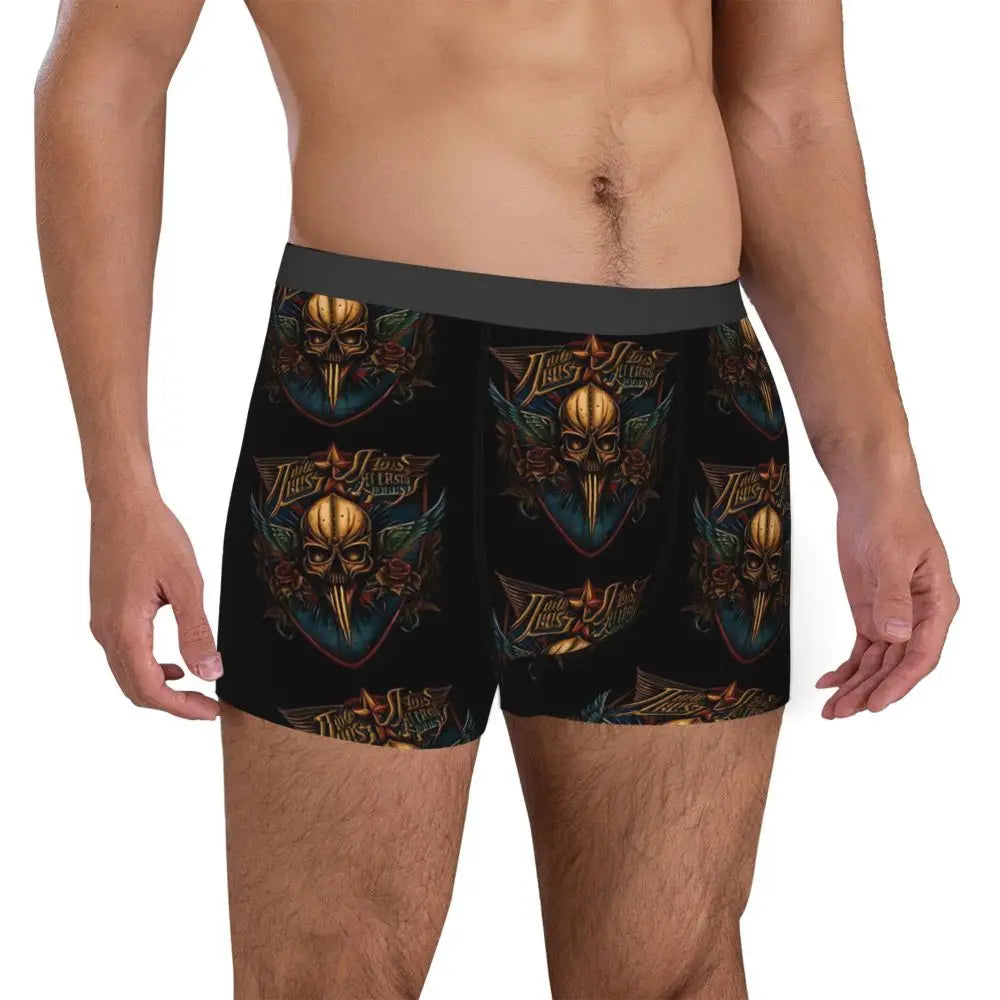Judas Priest Accessories British Steel Firepower Men Boxer Briefs Breathable Underwear Top Quality Print Shorts Birthday Gifts