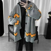 Knit Cardigan Man Black Sweater for Men Contrasting Colors Coats Loose Designer Top Korean Reviews Clothes Open Y2k Fit Casual