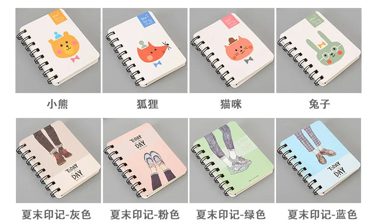 5 Pcs Special Creative Cartoon Cute Thickened Coil Notebook Notepad Portable Student Stationery Book Wholesale Factory