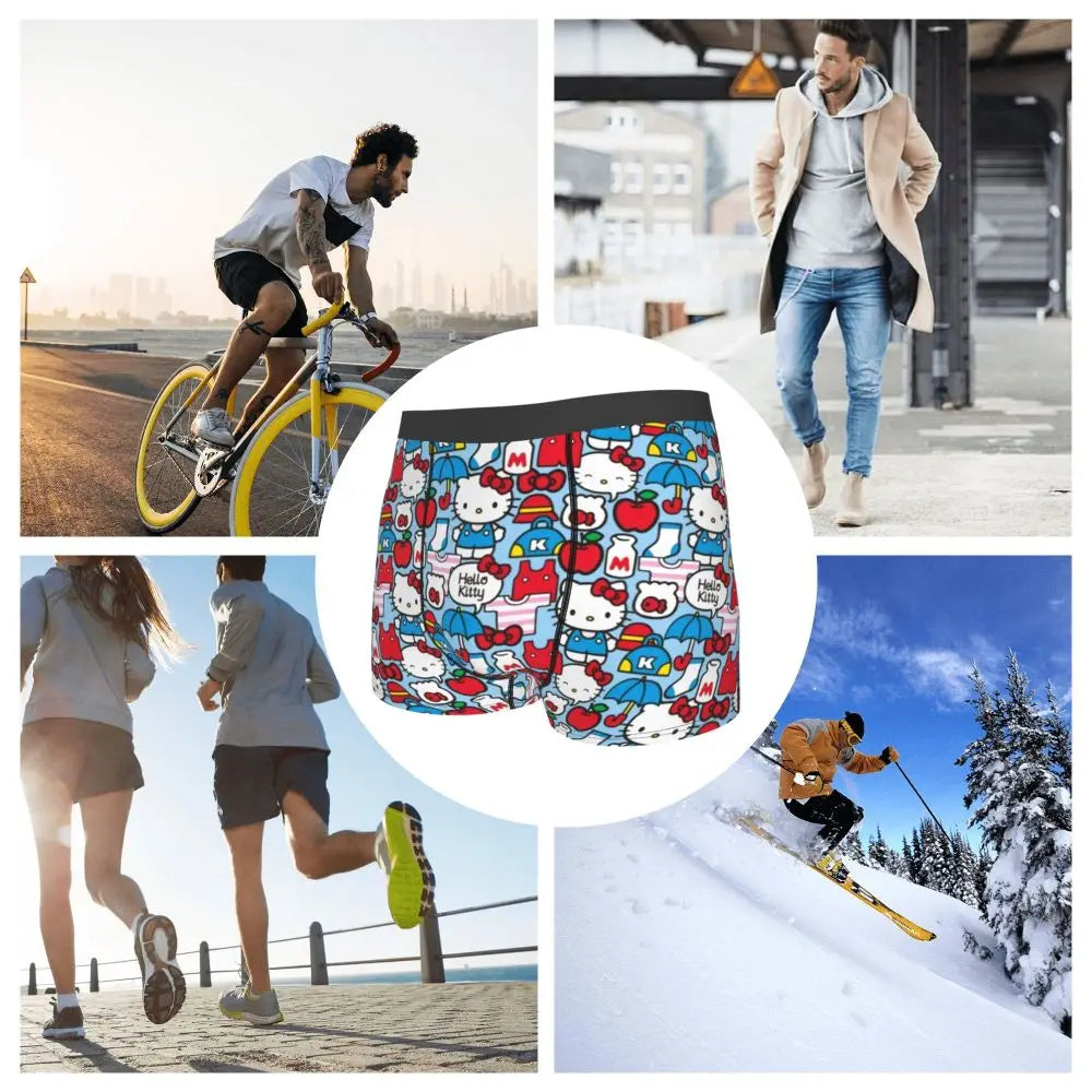 Custom Male Cool Hello Kitty Men Underwear Boxer Briefs Soft Shorts Panties Underpants