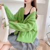 Retro Style Women V-neck Knit Cardigan Sweater Coat Autumn Winter Female Lazy Wind Cardigans Sweaters 2024 Ladies Knitted Jacket