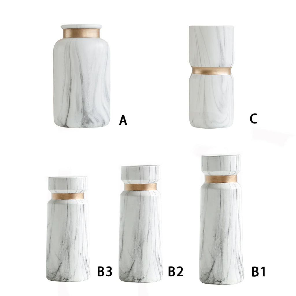 Ceramics Vase Nordic Home Living Room Decoration Vintage Marble Pattern Flower Pot Desktop Decoration